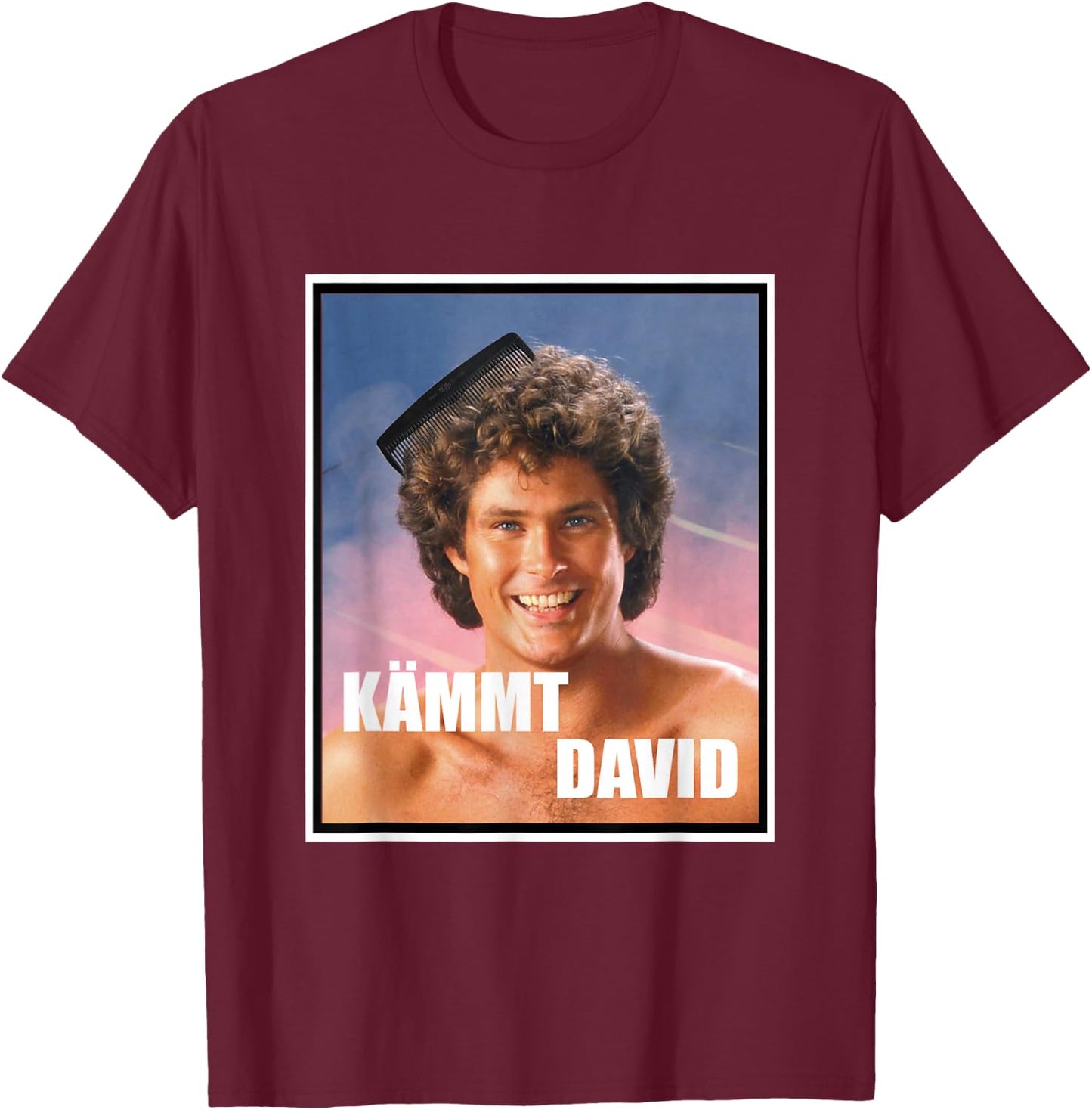 Kämmt David Funny Satire Saying David with Comb T-Shirt - T-Shirt | Maroon