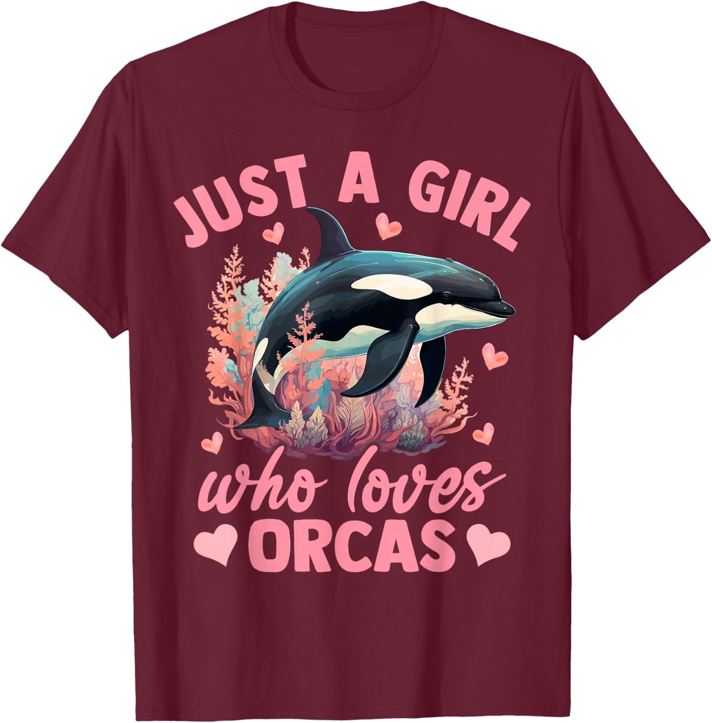 Floral Orca Just A Girl Who Loves Orca T-Shirt - T-Shirt | Maroon