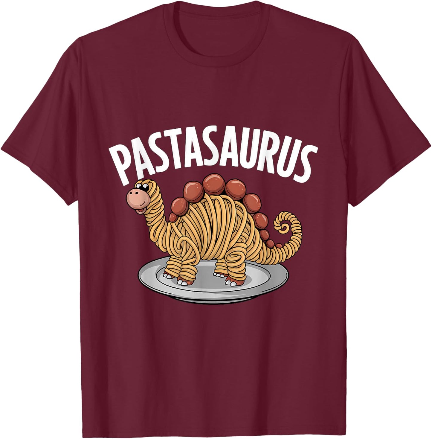 Spaghetti Pasta Dinosaur T-Rex Italian Food T-Shirt - T-Shirt | Maroon