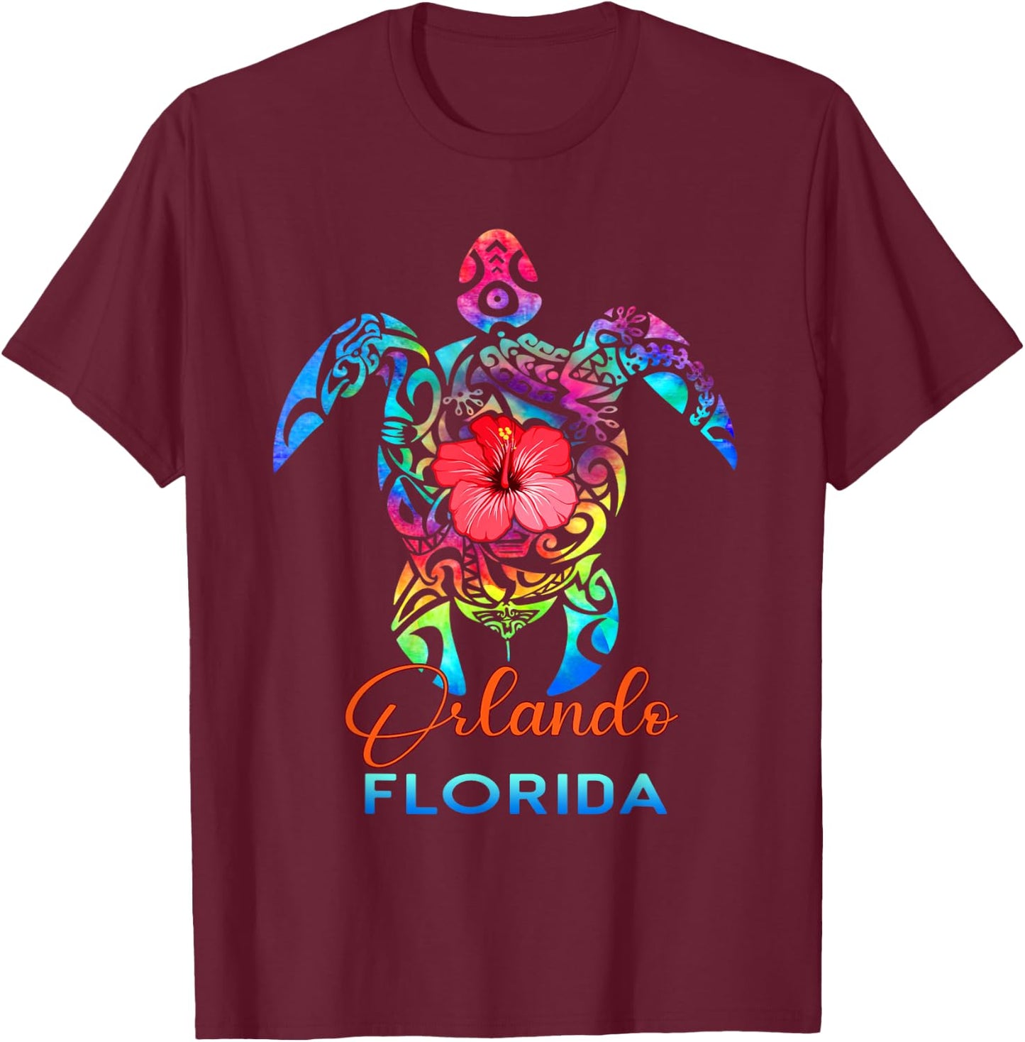 Orlando Florida 2025 Sea Turtle Beach Summer Vacation Trip T-Shirt - T-Shirt | Maroon