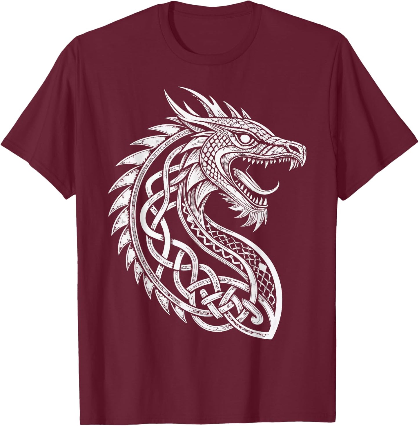 Viking Dragon Jörmungandr – Norse Knotwork Dragon T-Shirt - T-Shirt | Maroon