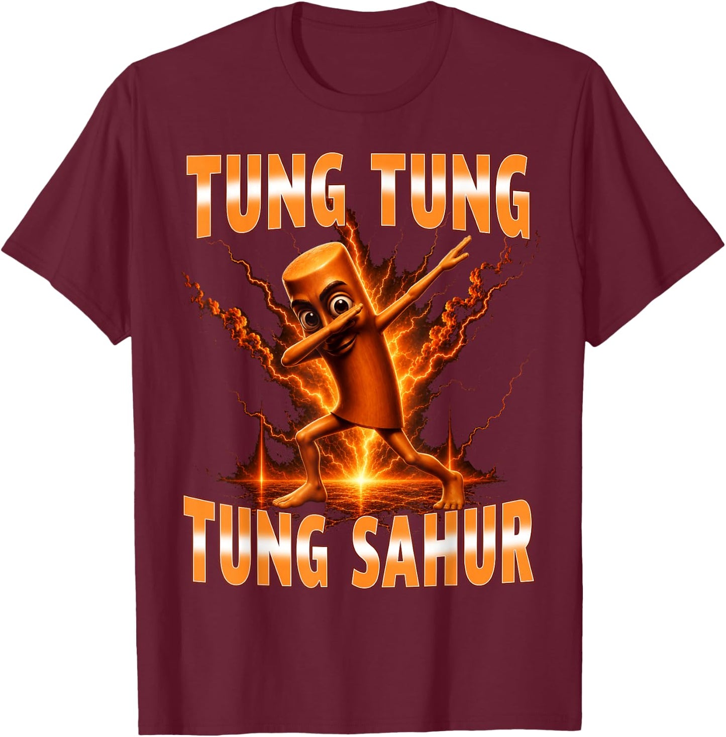 Tung Tung Tung Sahur is Calling Funny Italian Dab Dance T-Shirt - T-Shirt | Maroon