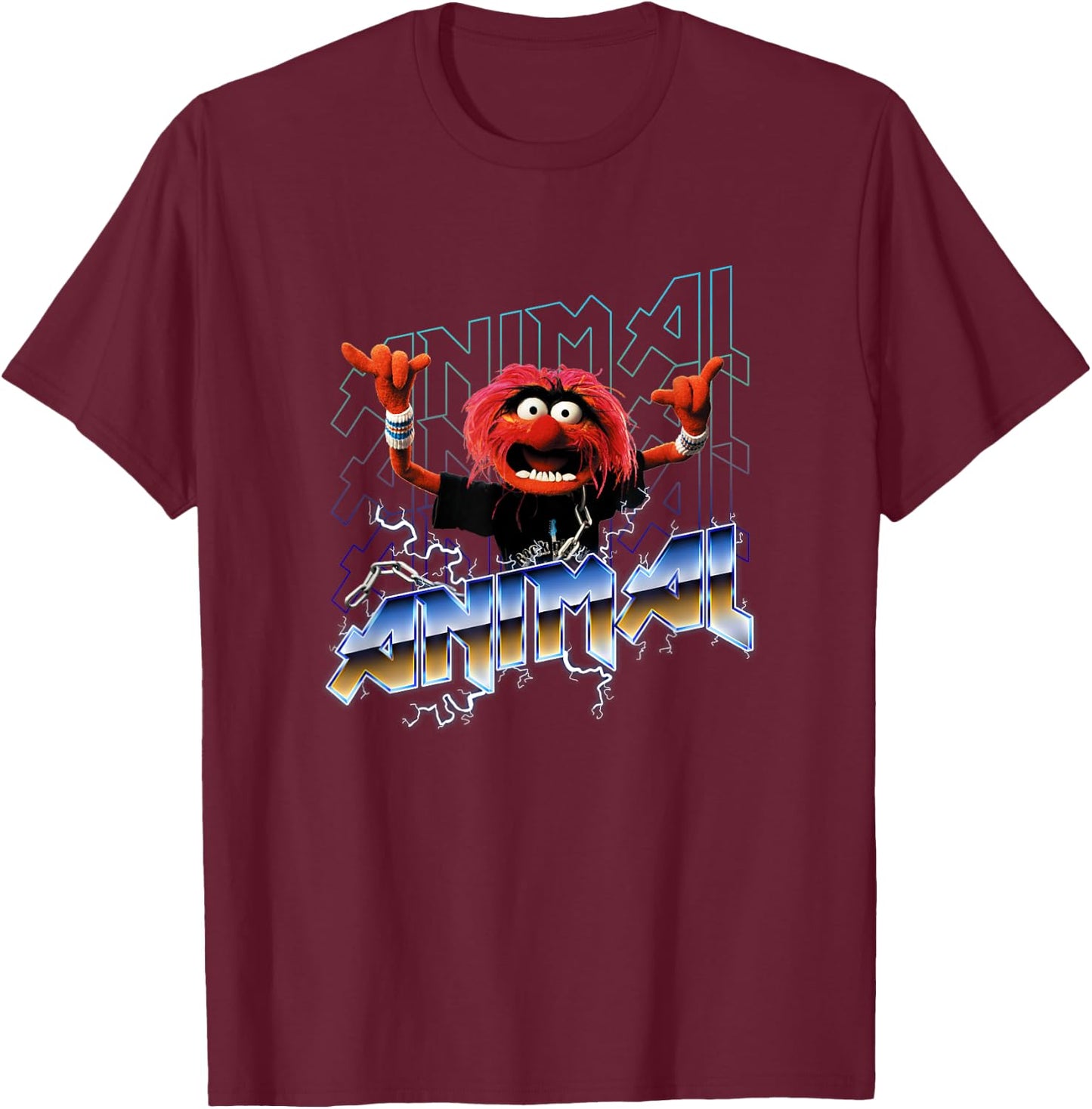 Disney The Muppets Animal Rock Portrait , Black T-Shirt - T-Shirt | Maroon