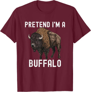Pretend I'm A Buffalo American Bison Halloween Costume T-Shirt - T-Shirt | Maroon