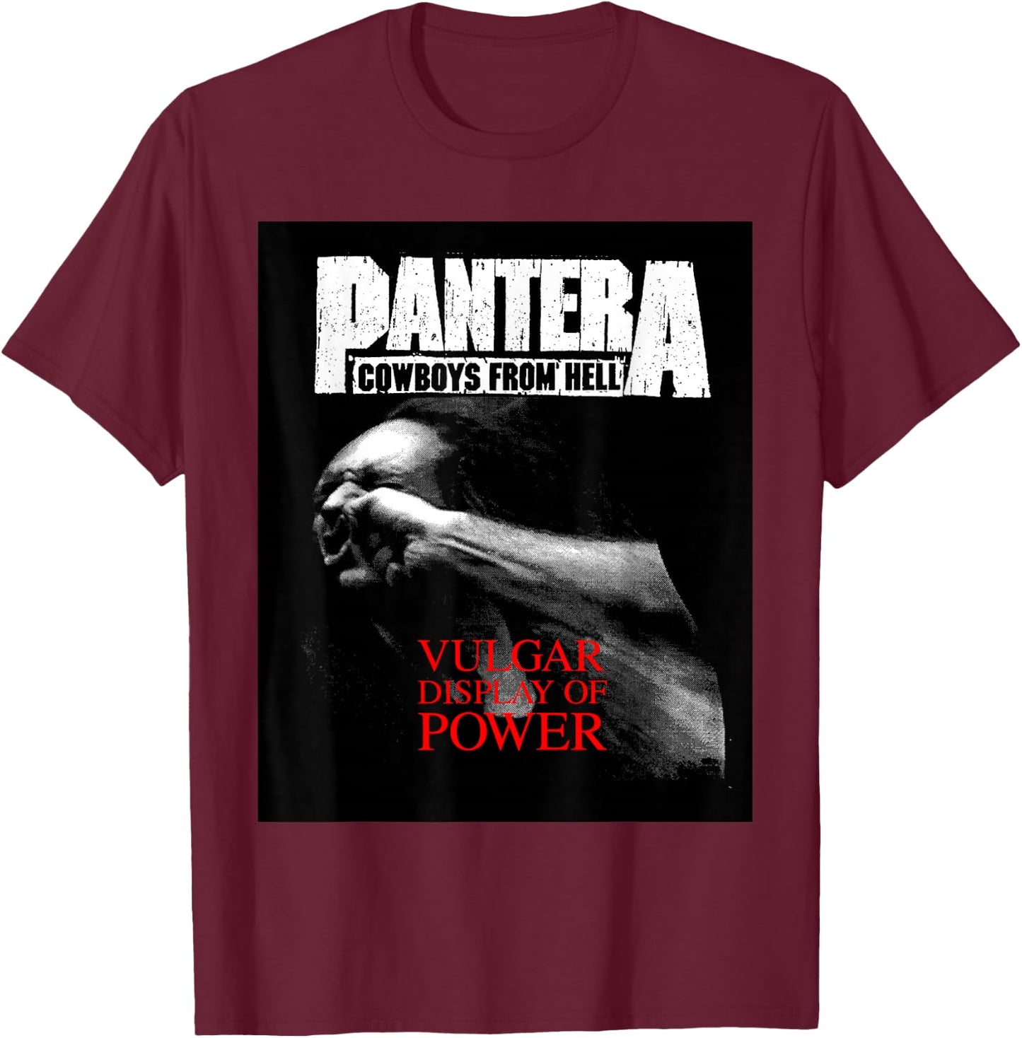 Pantera Official Vulgar Display Of Power , black T-Shirt - T-Shirt | Maroon