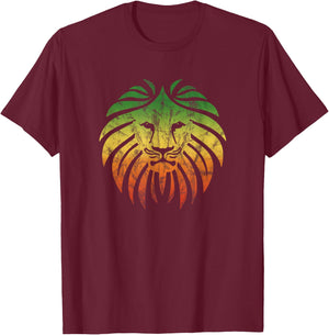 Reggae Lion Music Flag Colours Rasta Roots Vintage Grunge T-Shirt - T-Shirt | Maroon
