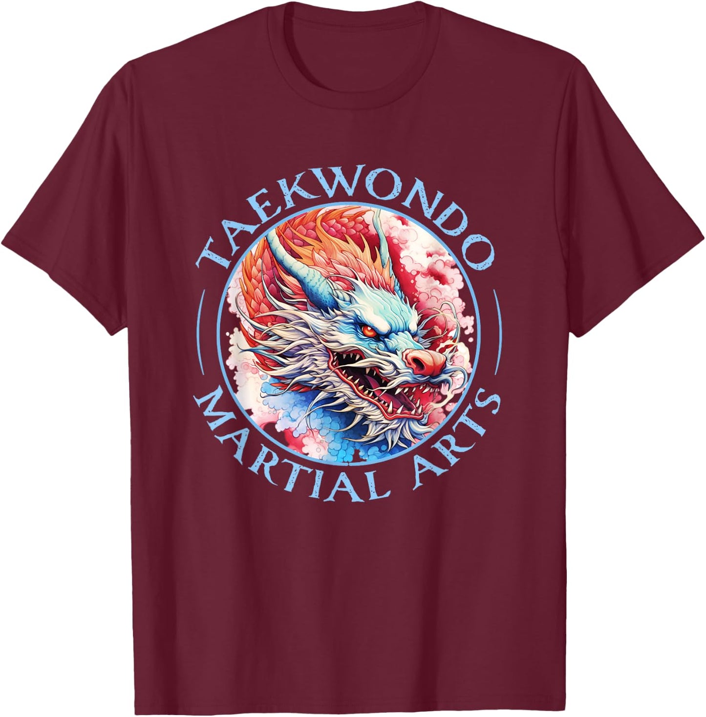 Taekwondo TKD Tae Kwon Do Dragon Art Martial Arts Graphic T-Shirt - T-Shirt | Maroon