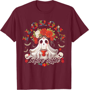 Llorona Before Coffee T-Shirt - T-Shirt | Maroon