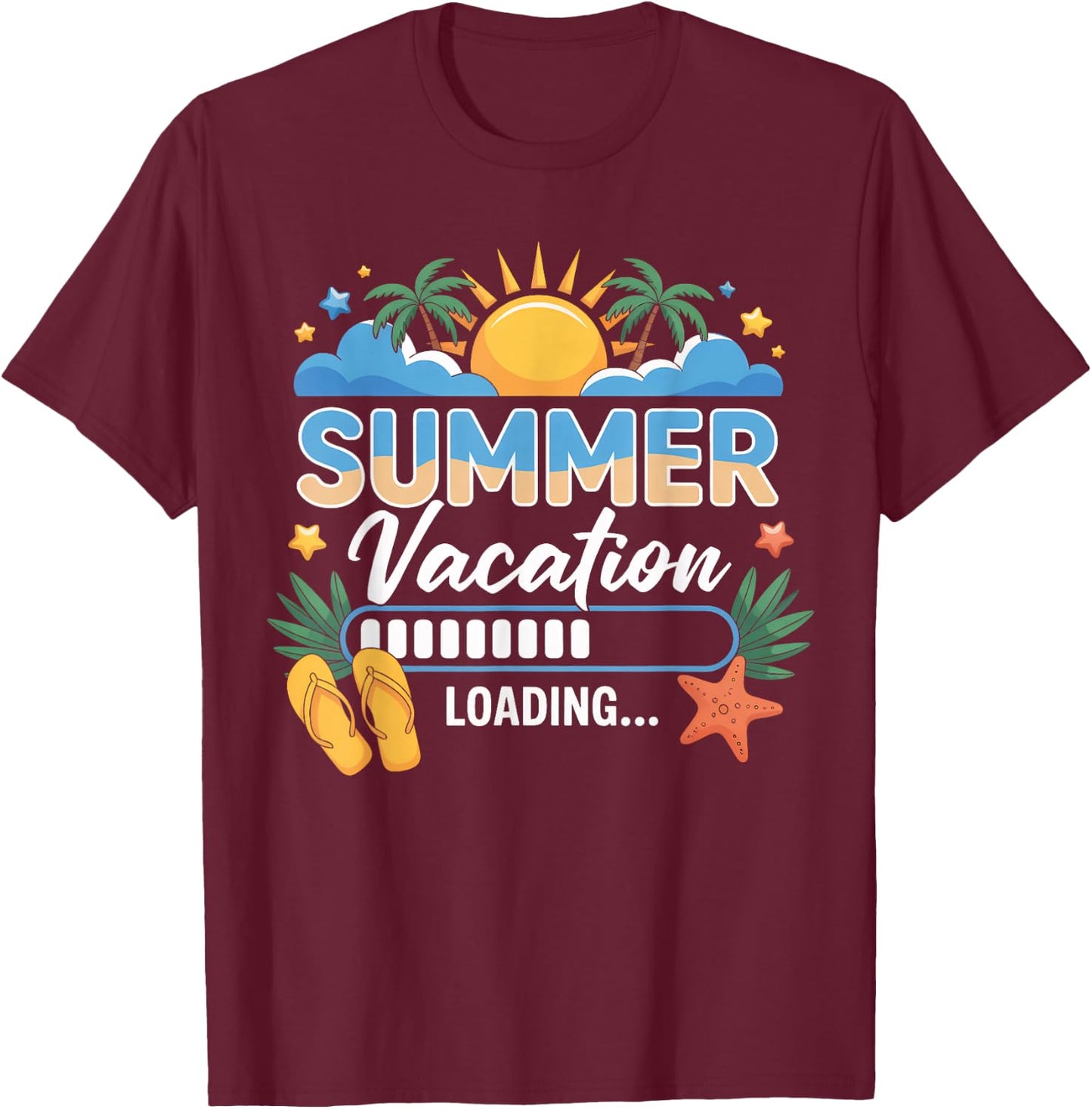 Last Day of School Summer Vacation Loading Funny T-Shirt - T-Shirt | Maroon