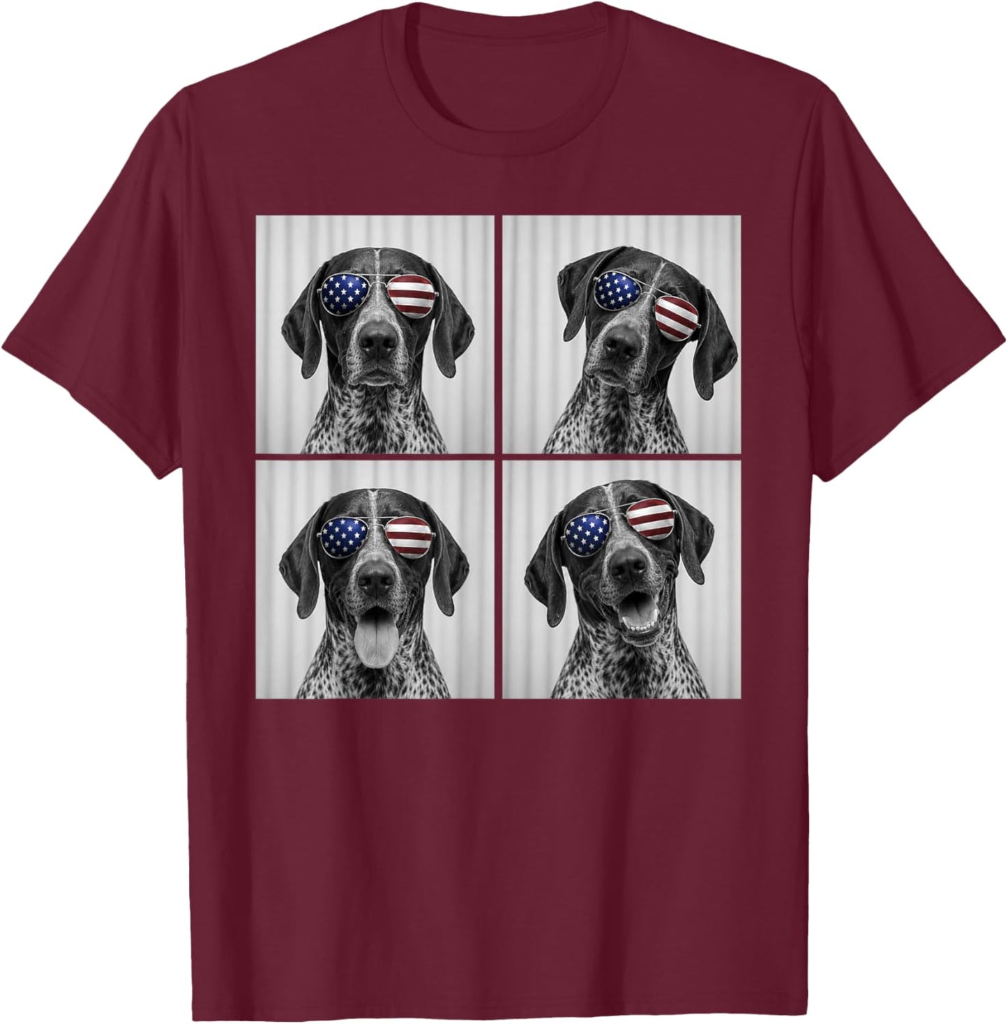 German Shorthaired Pointer 4th of July US American Flag Dog T-Shirt - T-Shirt | Maroon