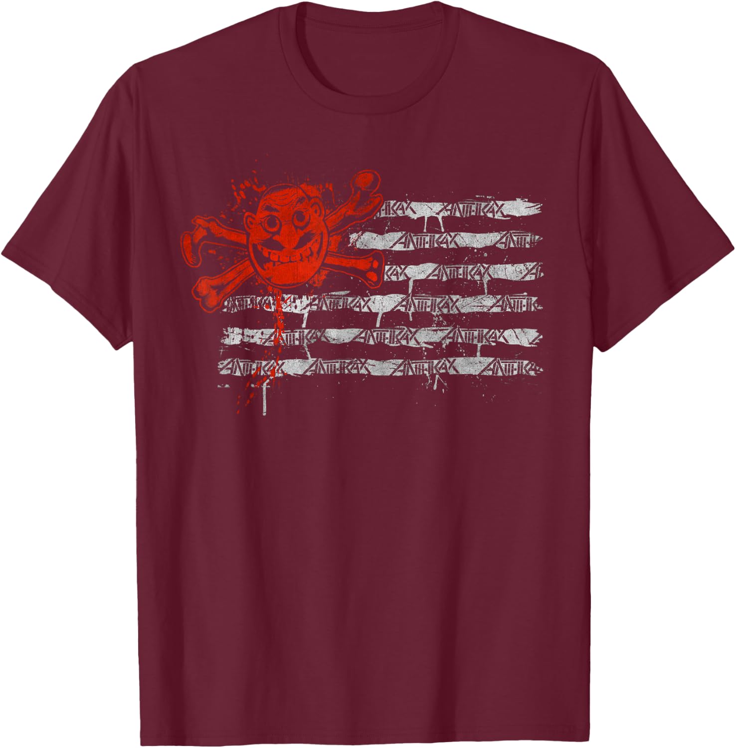 Anthrax Grunge Flag T-Shirt - T-Shirt | Maroon