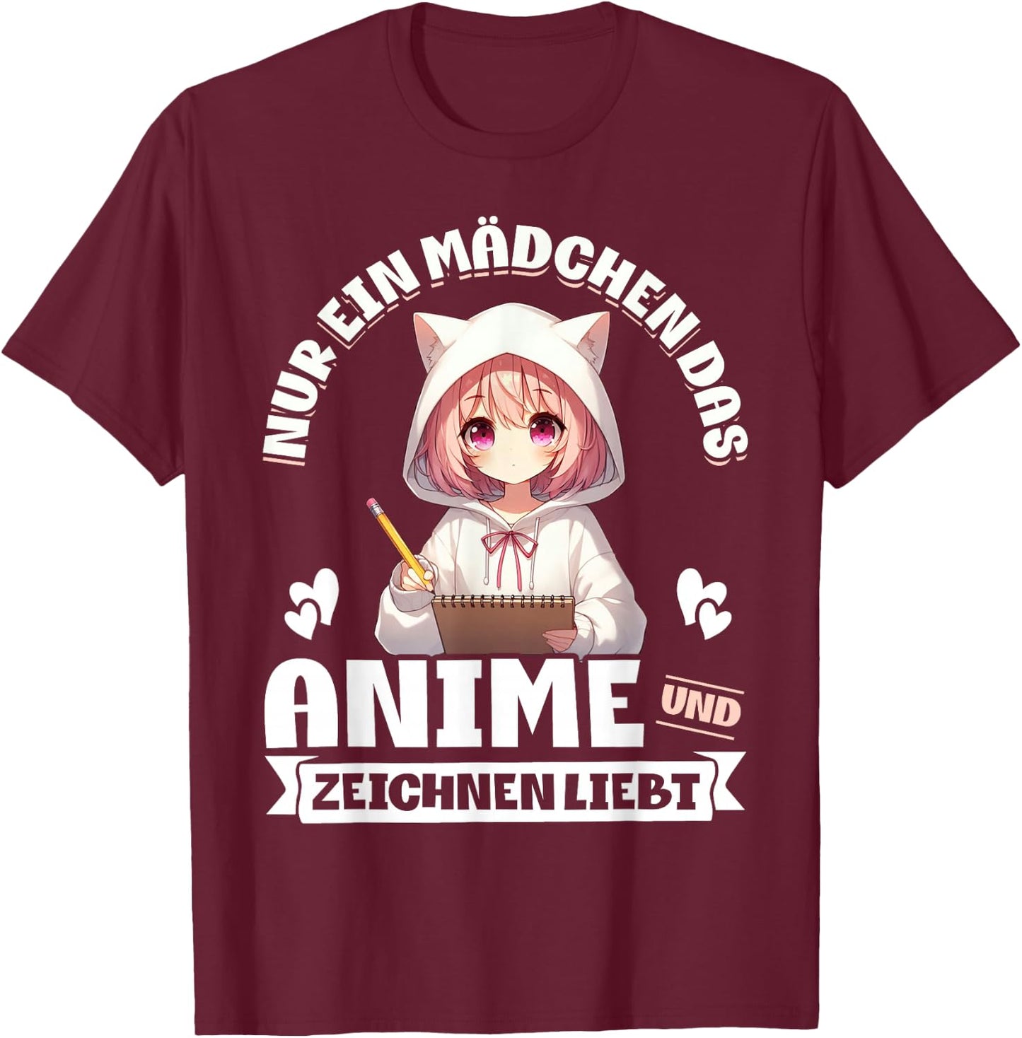 Nur Ein Mädchen Das Anime Und Zeichnen Liebt Japan Style T-Shirt - T-Shirt | Maroon