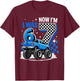 Blue Checkered Monster Truck I was 6 Now I'm 7 Birthday Boy T-Shirt - T-Shirt | Maroon