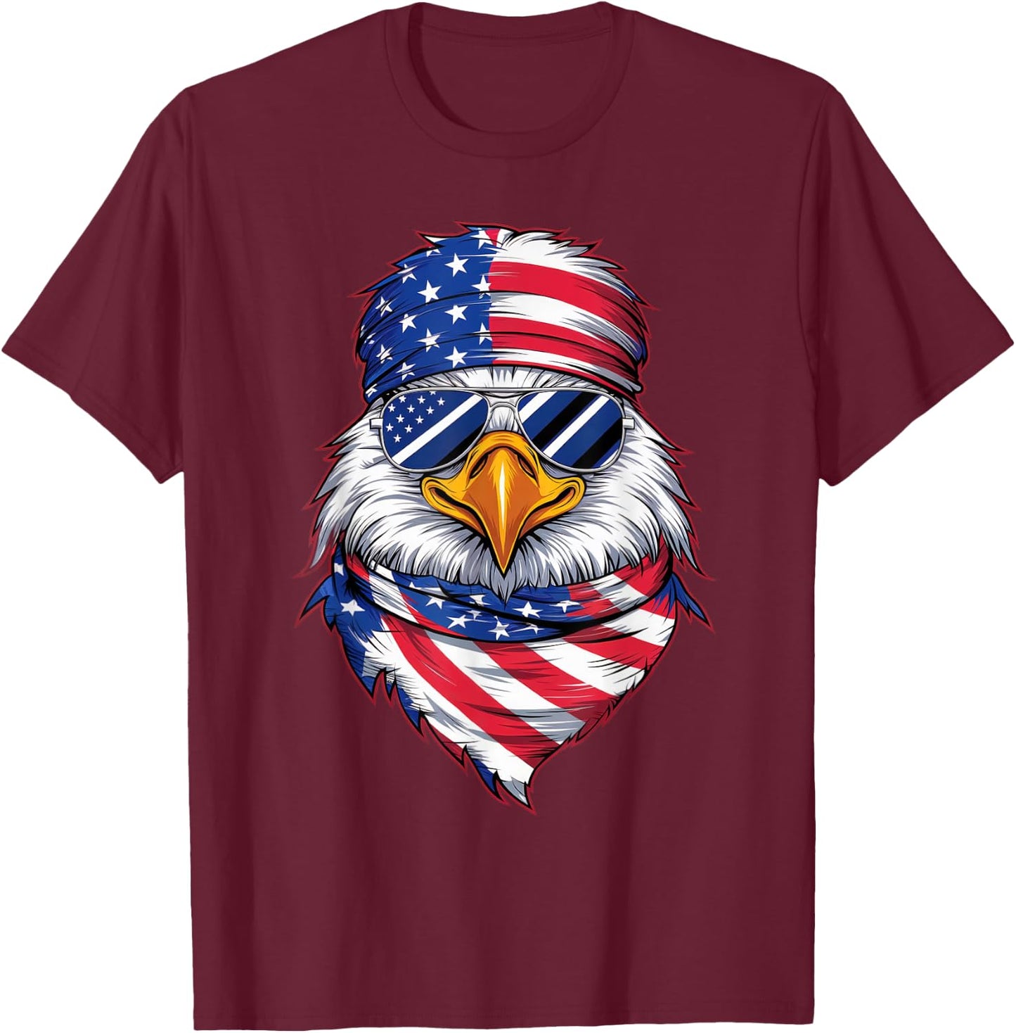4th of July Patriotic Eagle USA Pride American Flag T-Shirt - T-Shirt | Maroon