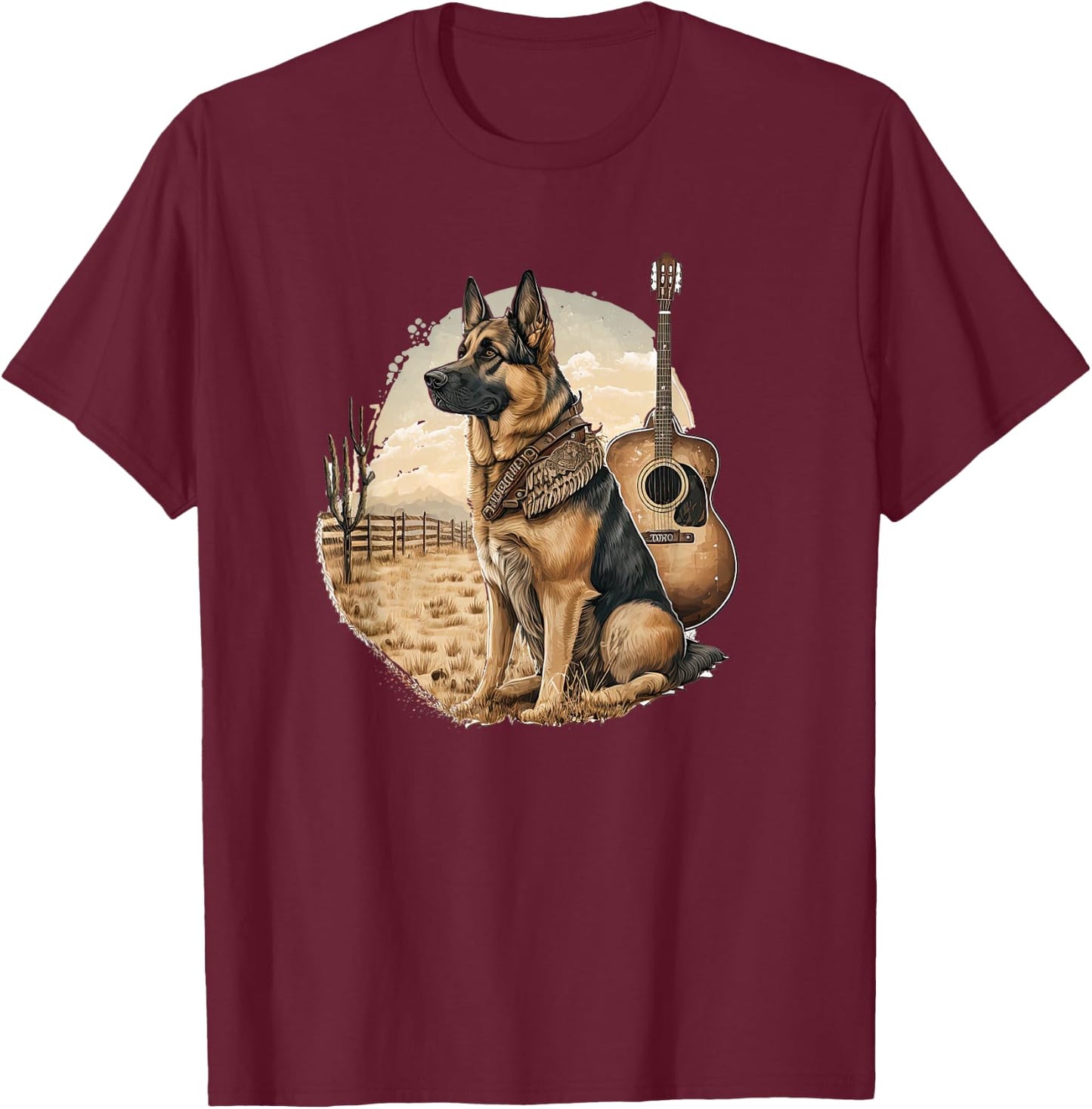 Funny German shepherd Dog Country Music American Rodeo T-Shirt - T-Shirt | Maroon