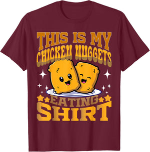 Chicken Nuggets Gifts For Kids -Adults & Kids Black Cartoon Fun Chicken Nugget Lovers Fast Food T-Shirt - T-Shirt | Maroon