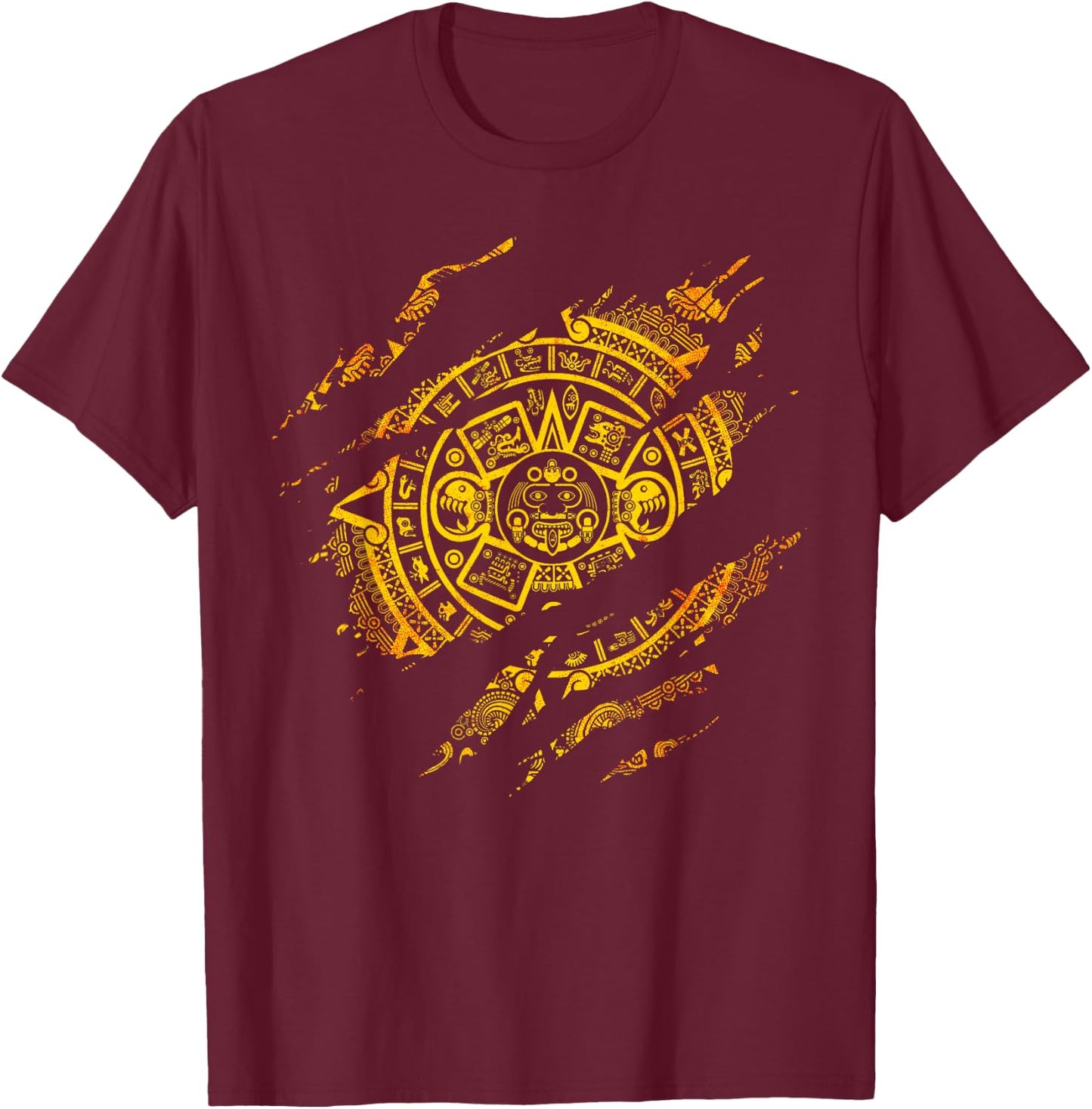 Aztec Mayas Aztec Calendar Mexico History T-Shirt - T-Shirt | Maroon