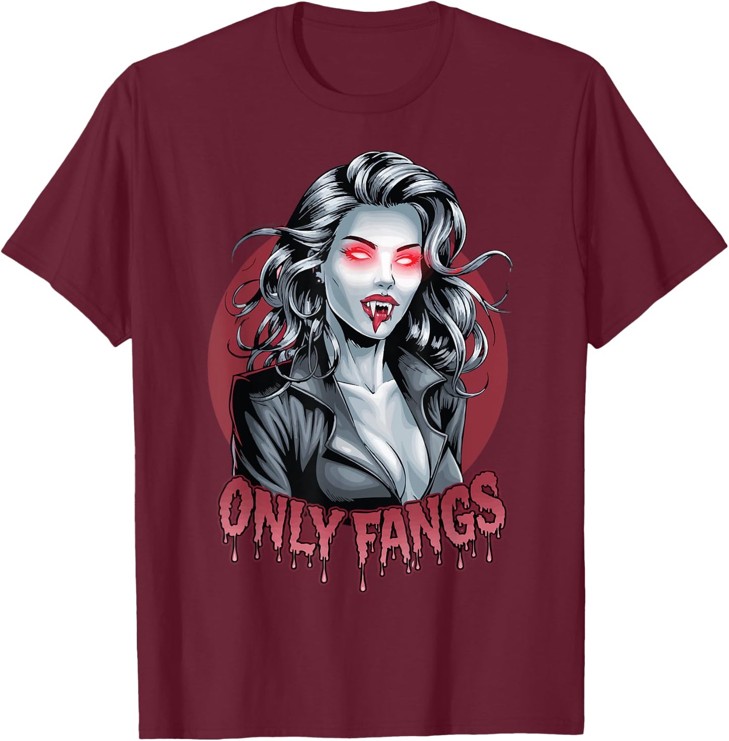 Sexy Vampire Horror Gothic Parody Only Fangs Goth Halloween T-Shirt - T-Shirt | Maroon