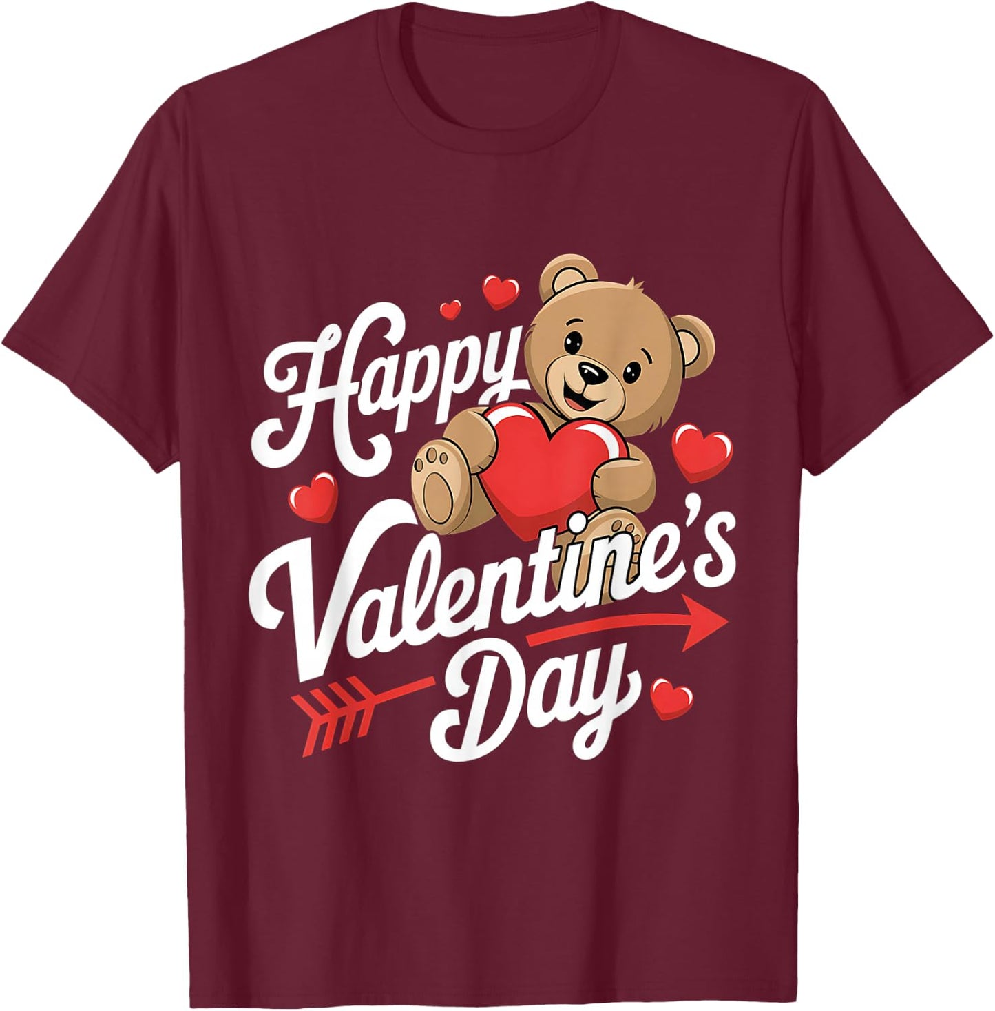 Happy Valentines Day Shirts Women Cute Valentine T-Shirt - T-Shirt | Maroon