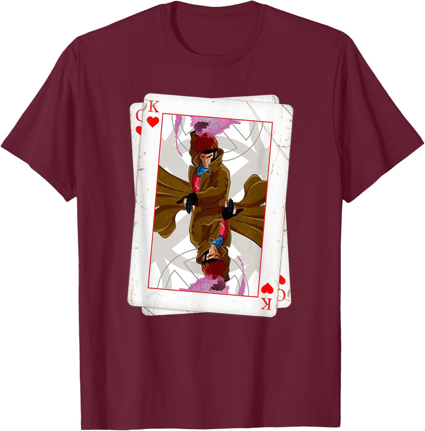 Marvel X-Men Gambit Playing Cards 90s T-Shirt - T-Shirt | Maroon