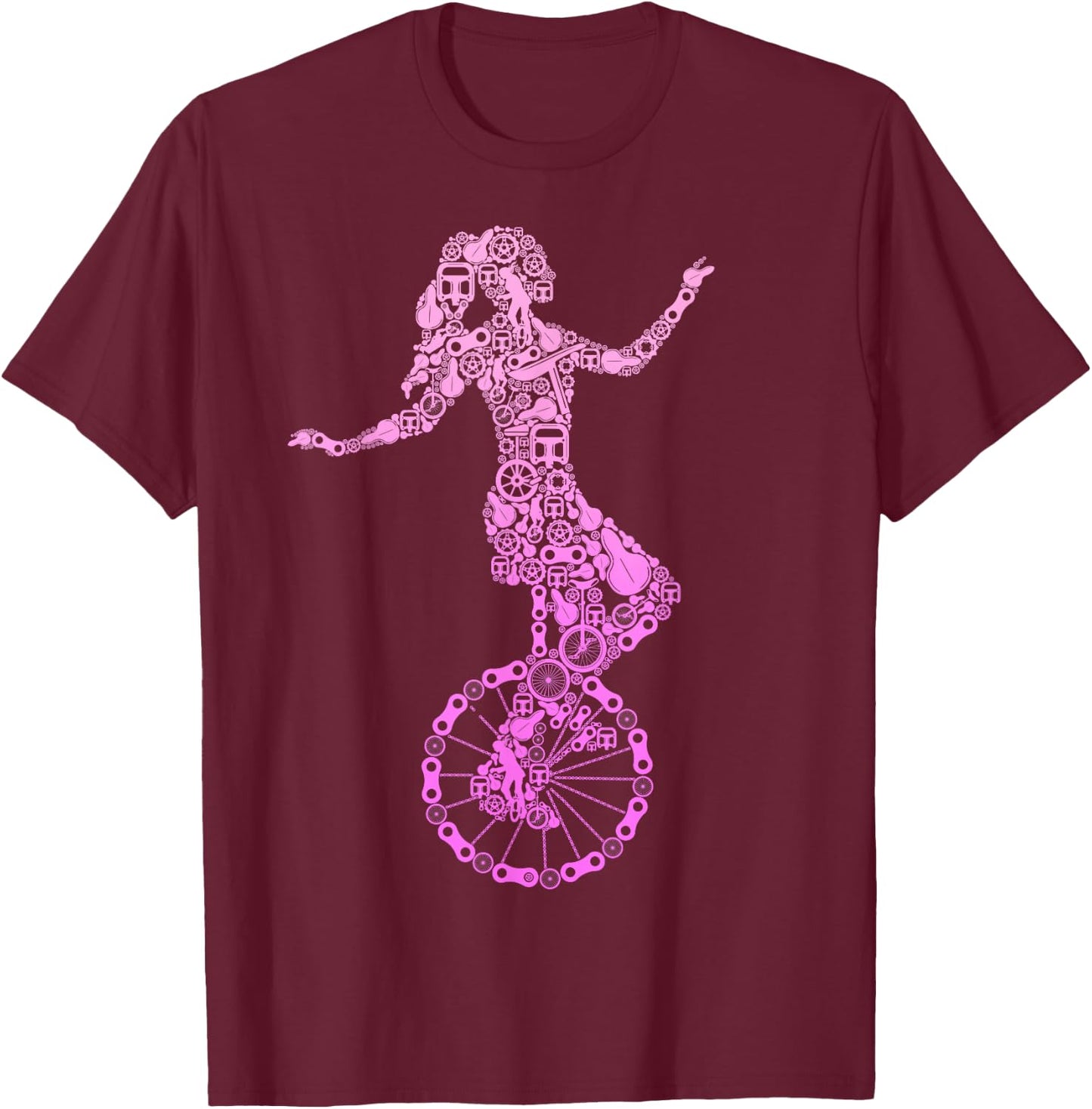 Einrad Mädchen Unicycle Einradfahrerin Kinder T-Shirt - T-Shirt | Maroon