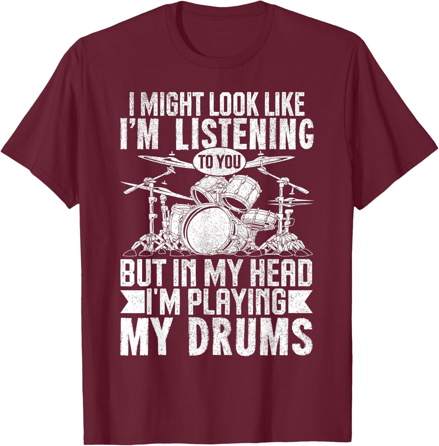 Funny Drummer Shirt Men Women Drum Player Percussion Lover T-Shirt - T-Shirt | Maroon