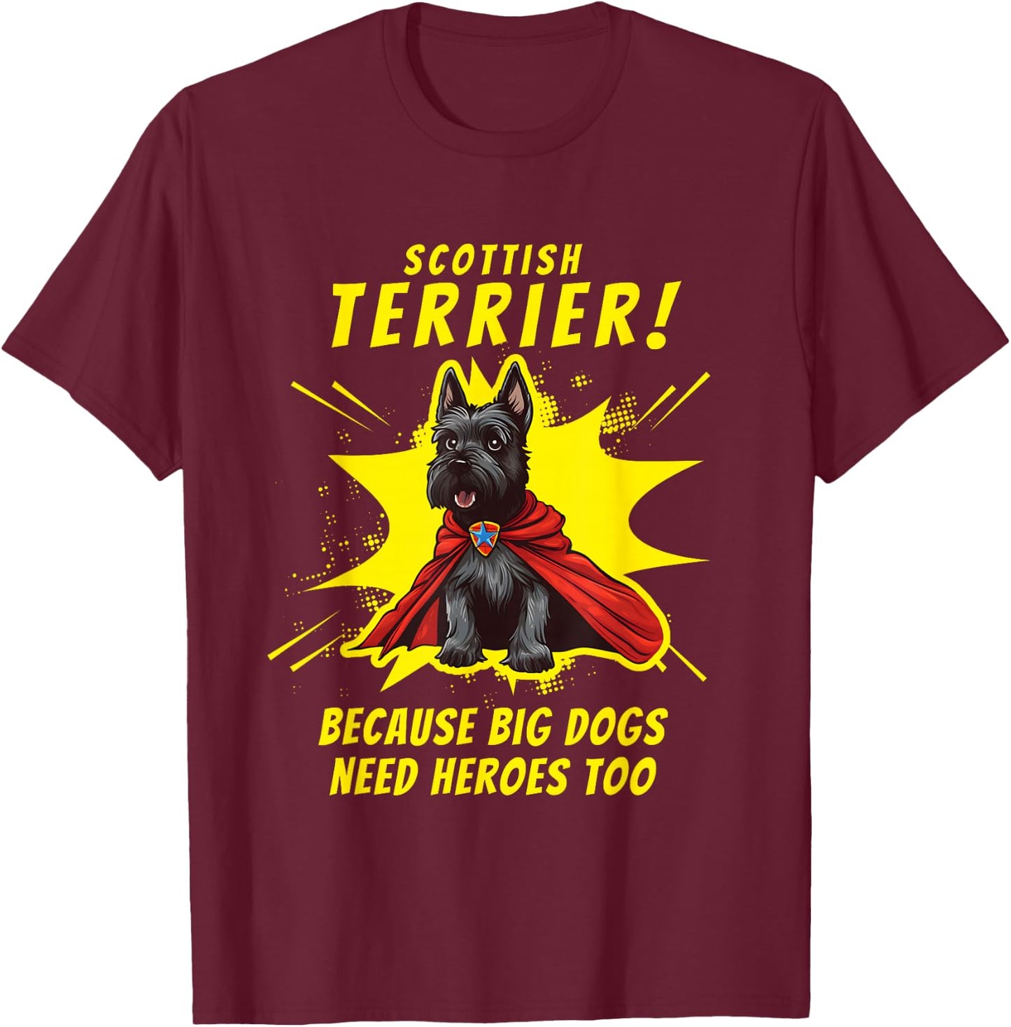 Scottie Dog Gifts Women Men, Superdog Scottish Terrier Dog T-Shirt - T-Shirt | Maroon