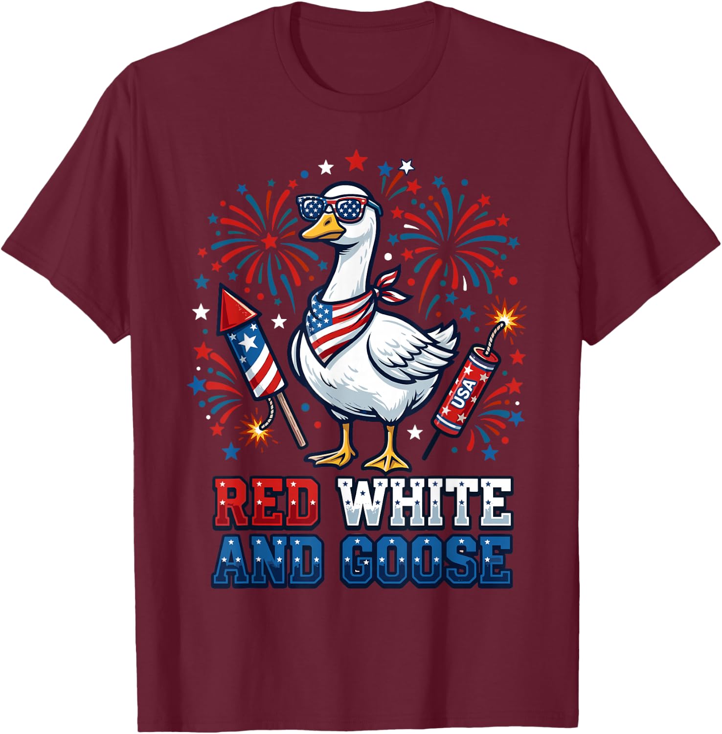 Goose 4th of July Patriotic USA T-Shirt - T-Shirt | Maroon