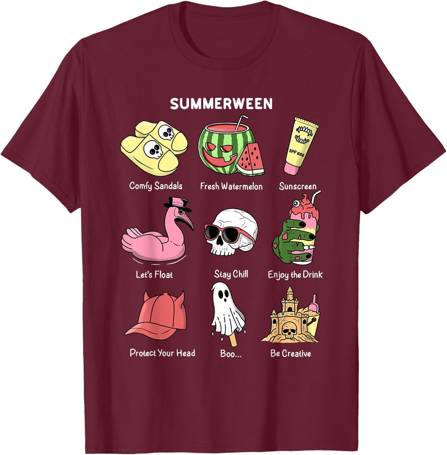 Summerween, Summer Halloween T-Shirt - T-Shirt | Maroon