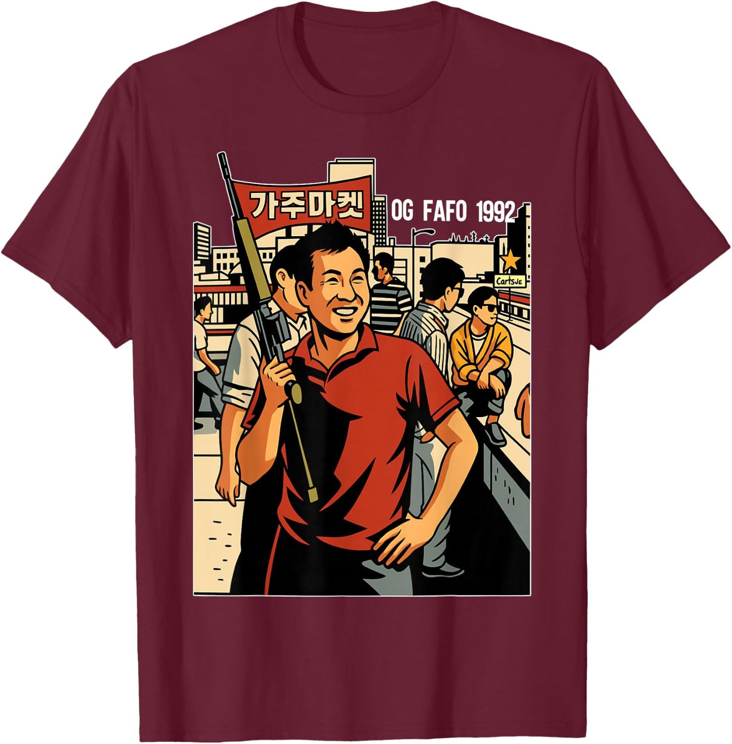 Rooftop Koreans Vintage T-Shirt - T-Shirt | Maroon