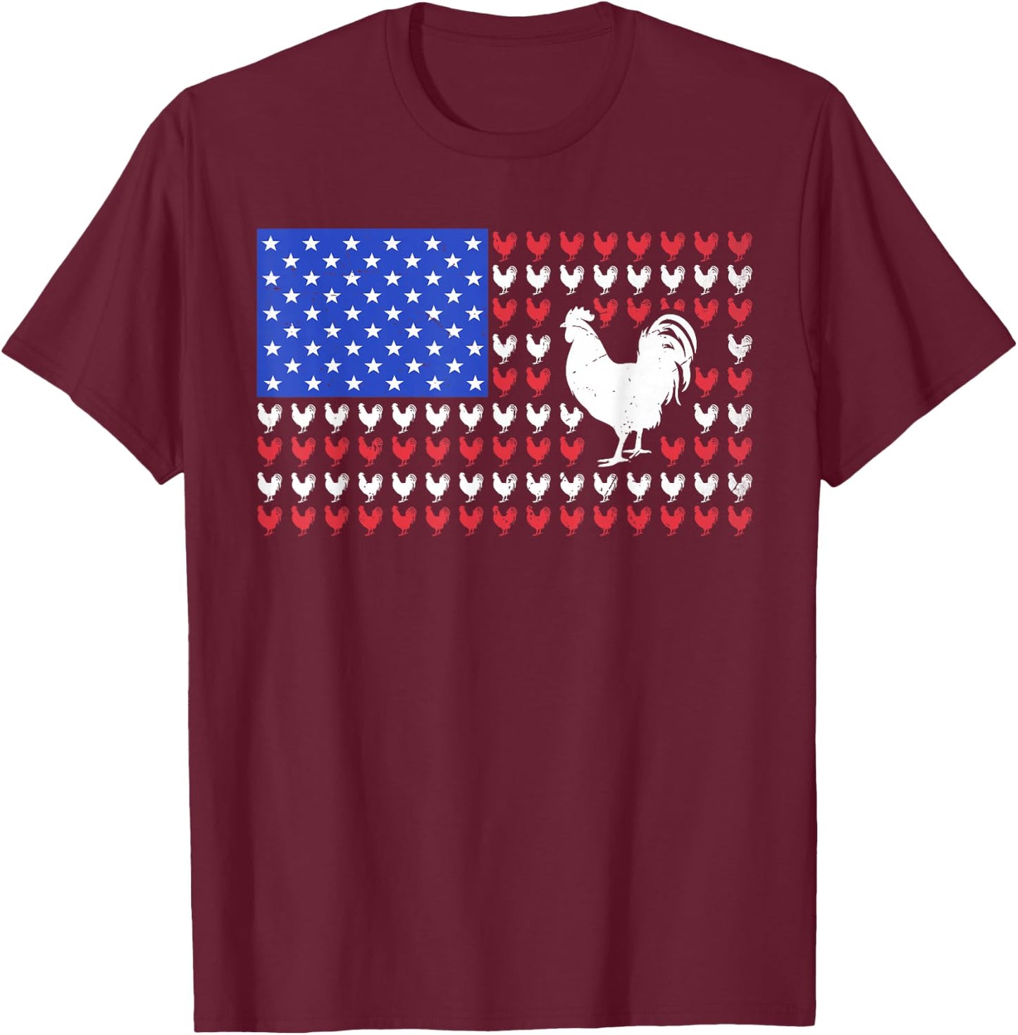 4th of July America USA Flag Chicken Patriotic Men Women Kid T-Shirt - T-Shirt | Maroon