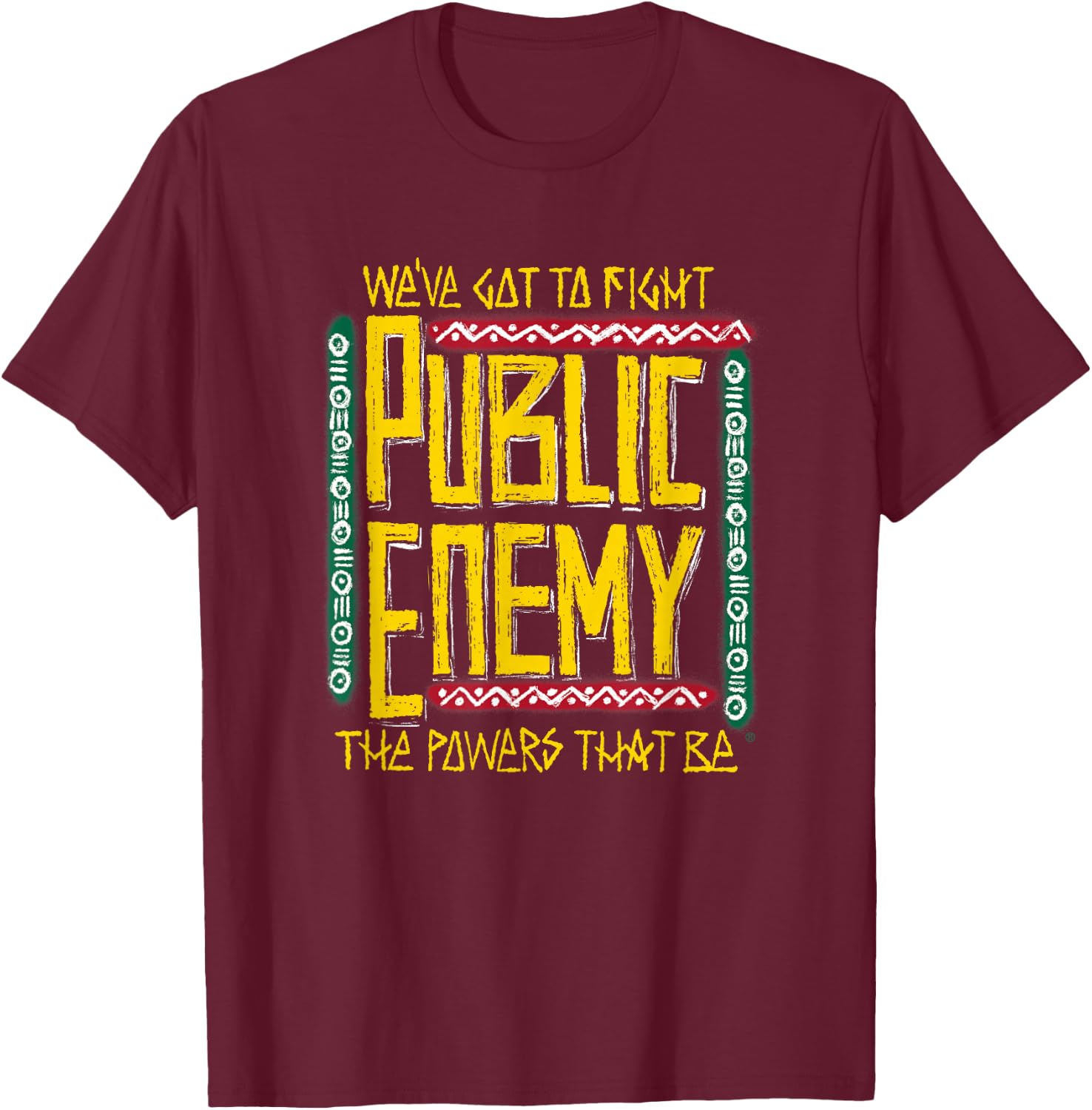Public Enemy | Fight The Power | 1990s Vintage Legends , black T-Shirt - T-Shirt | Maroon