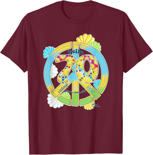 Born in 1956 Colorful Flower Power Retro Number Art T-Shirt - T-Shirt | Maroon
