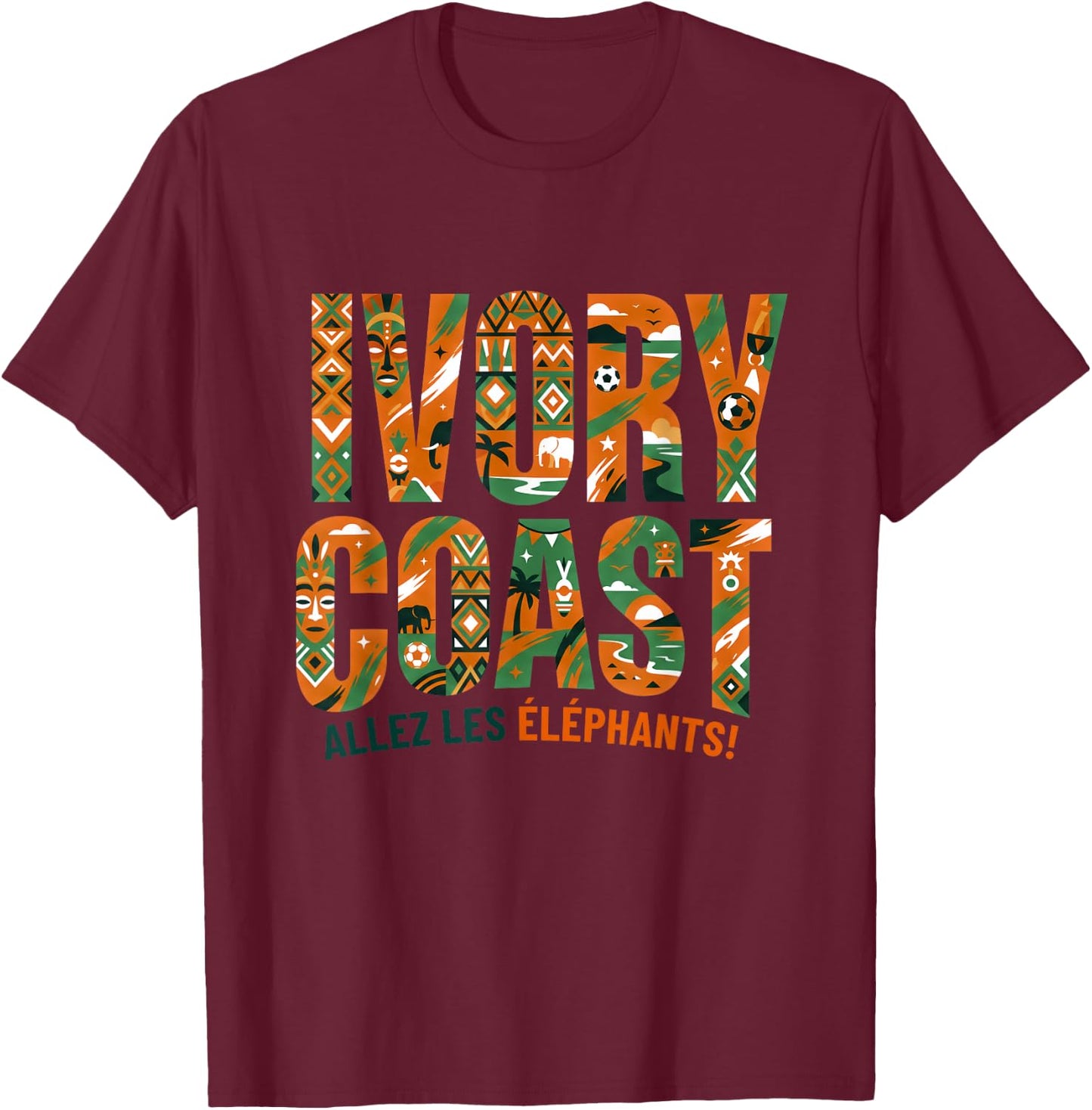 Cote D'Ivoire Ivory Coast T-Shirt - T-Shirt | Maroon