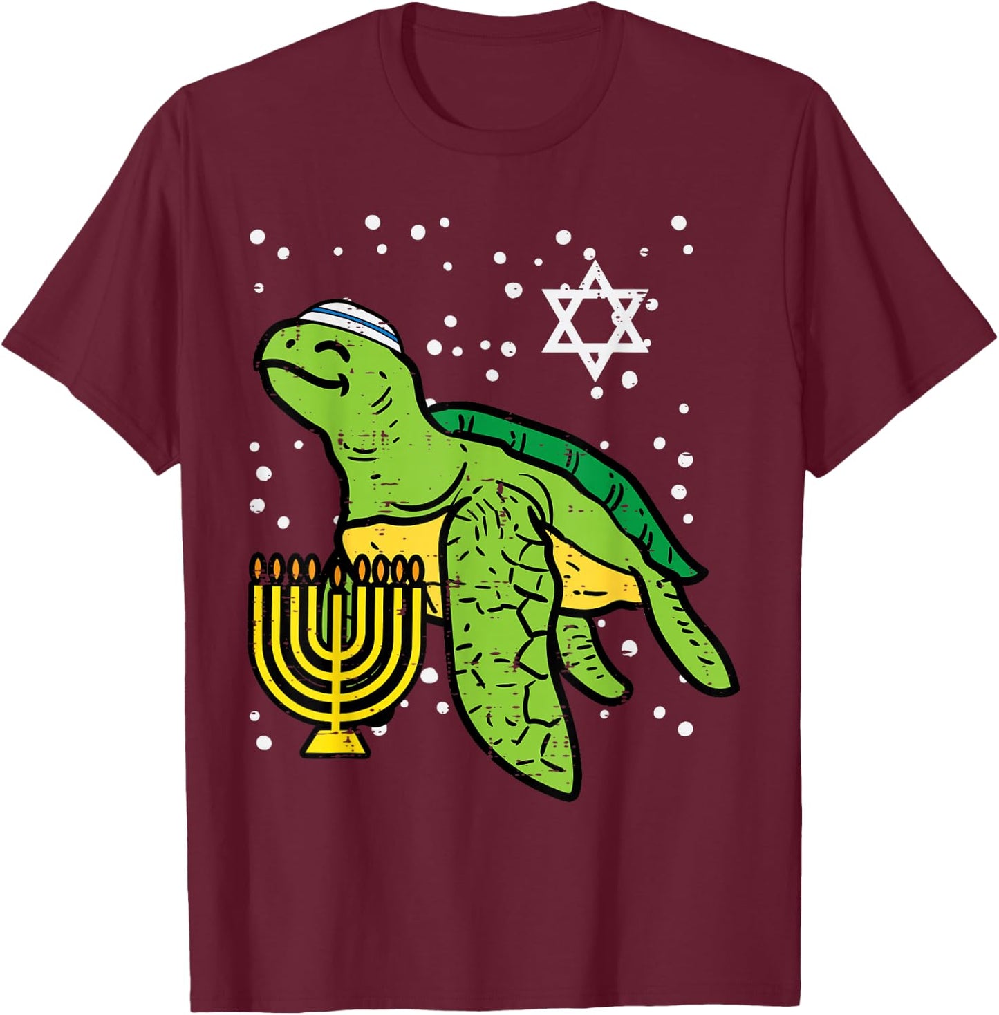 Hanukkah Sea Turtle Tortoise Chanukah Jewish Men Women Kids T-Shirt - T-Shirt | Maroon