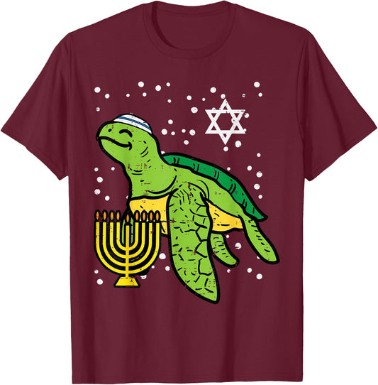 Hanukkah Sea Turtle Tortoise Chanukah Jewish Men Women Kids T-Shirt - T-Shirt | Maroon