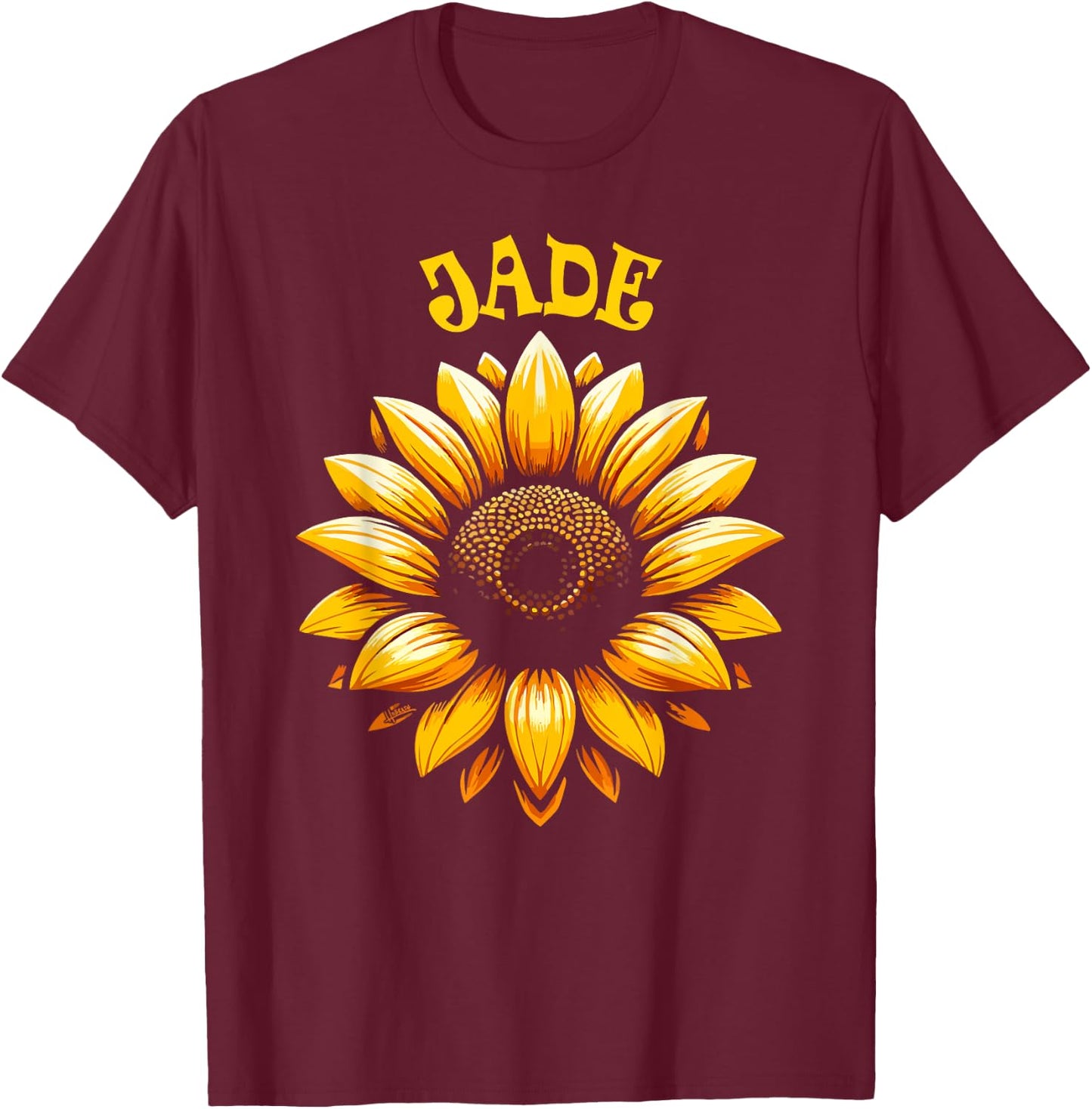 Jade Sunflower Design for Girls Name Jade T-Shirt - T-Shirt | Maroon