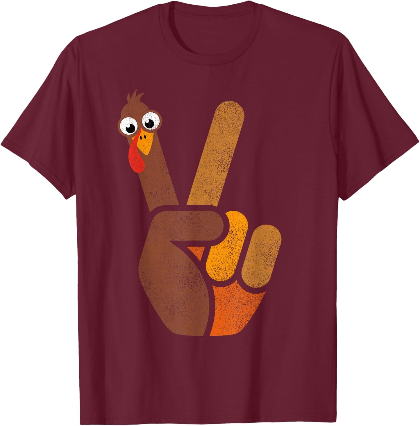 Peace Sign Turkey Shirt Kids Funny Thanksgiving T-Shirt - T-Shirt | Maroon