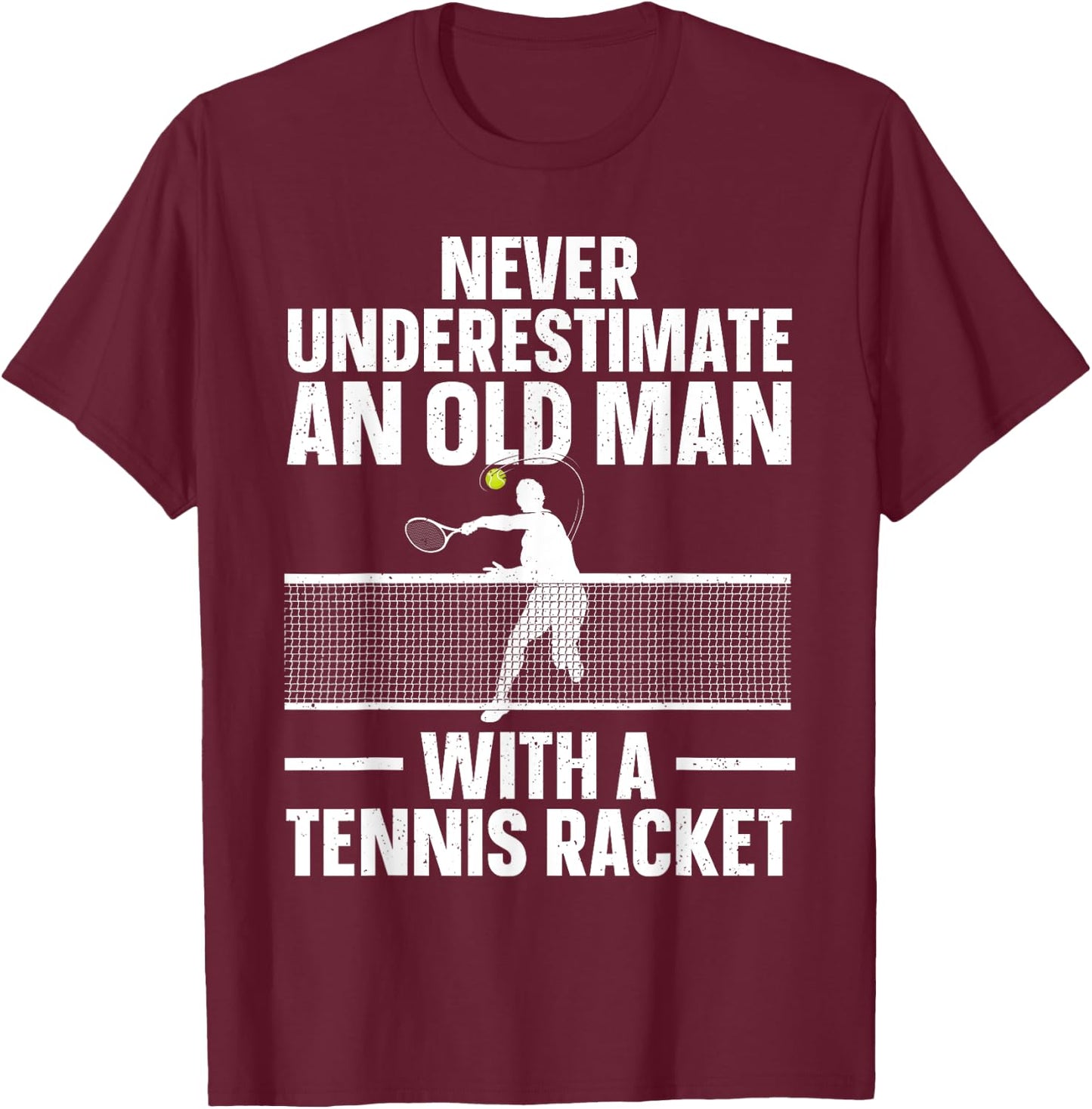 Best Tennis Art Grandpa Tennis Lover Tennis Player T-Shirt - T-Shirt | Maroon