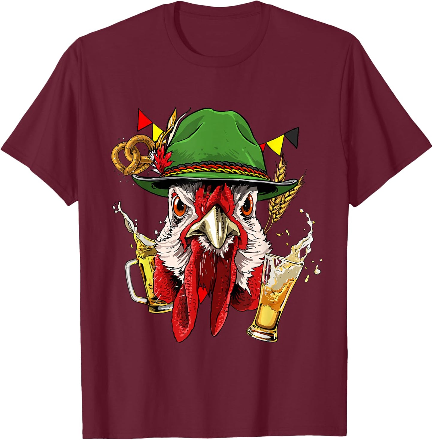 Chicken Germany Oktoberfest Party Beer Fest Chicken Lover T-Shirt - T-Shirt | Maroon