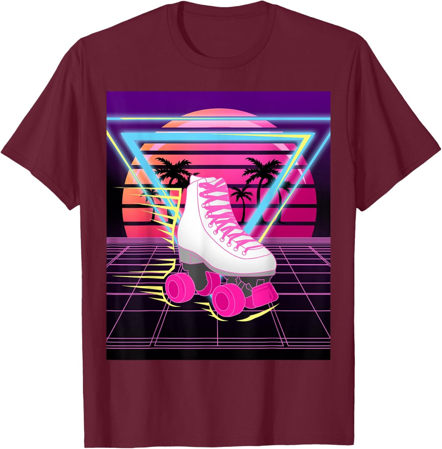 80s Steam Background - Skates Costume Gift, Black T-Shirt - T-Shirt | Maroon