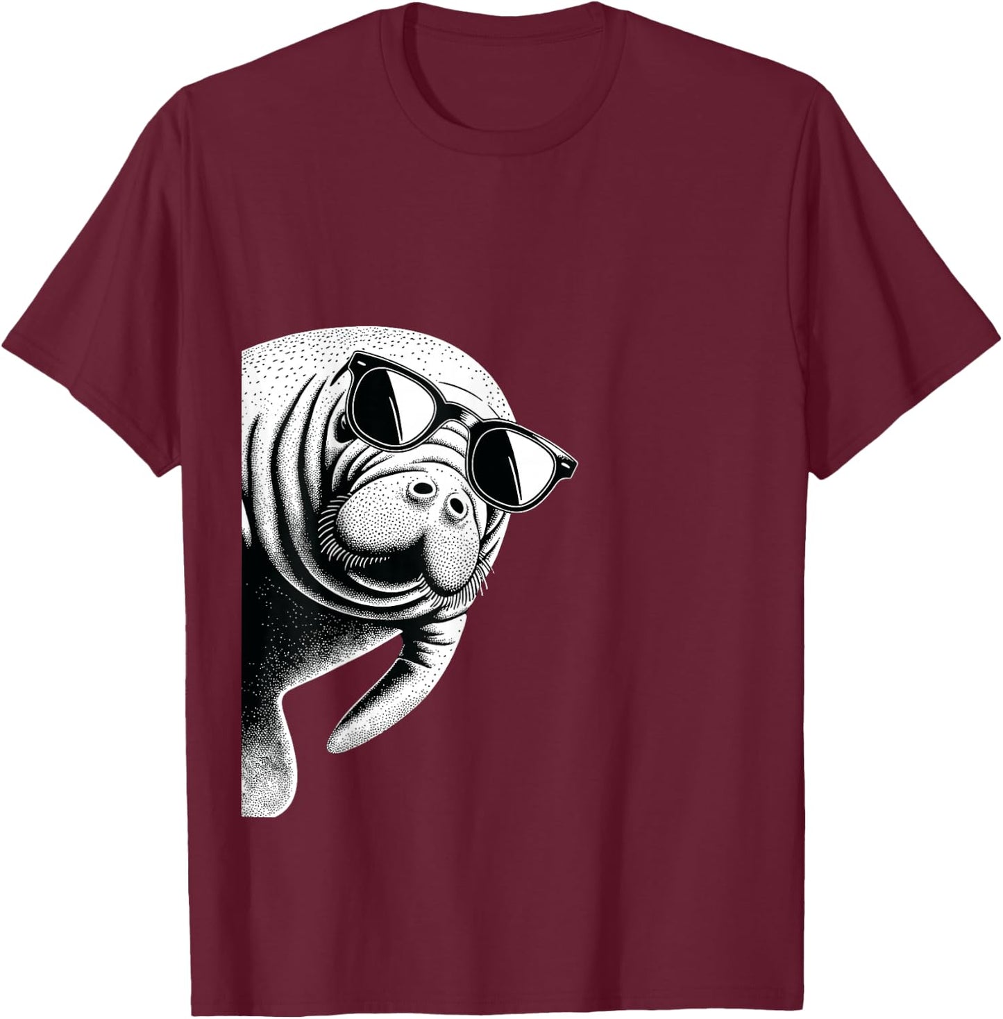 Funny Manatee Wearing Sunglasses Manatee Lover T-Shirt - T-Shirt | Maroon
