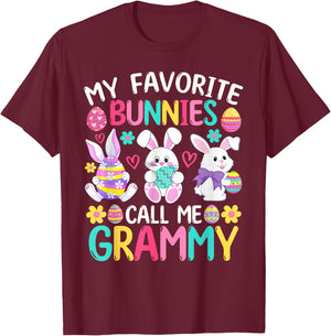 My Favorite Bunnies Call Me Grammy Shirt Happy Easter Day T-Shirt - T-Shirt | Maroon