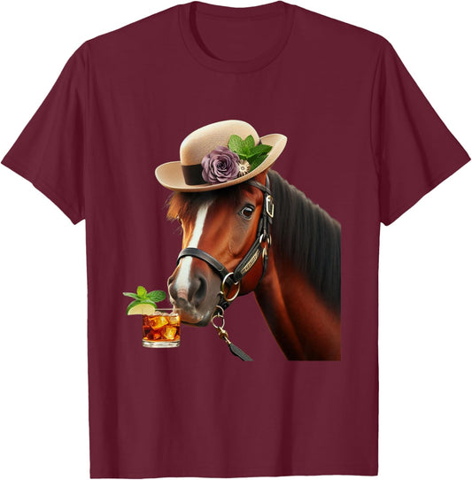 Funny Horse Derby Party T-Shirt - T-Shirt | Maroon