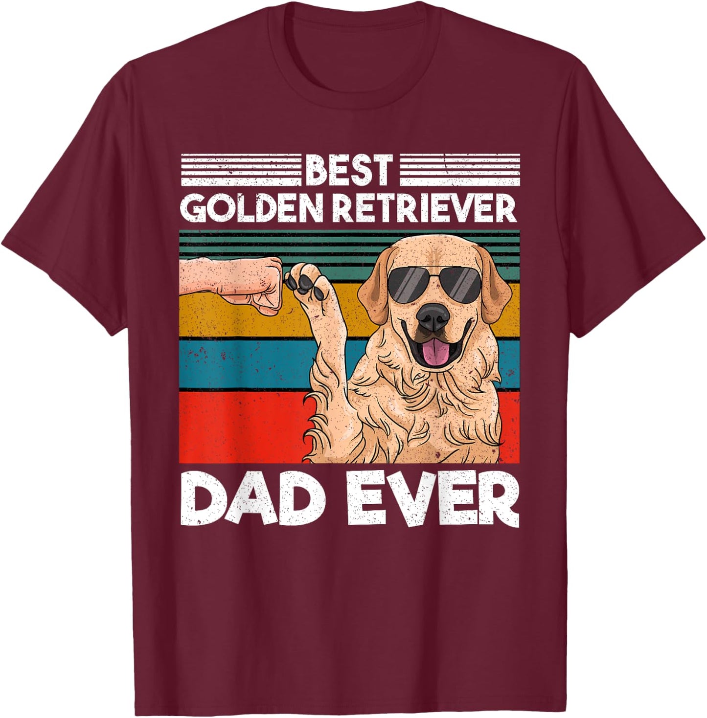 Best Golden Retriever Dad Ever Dog Dad Fist Bump T-Shirt - T-Shirt | Maroon