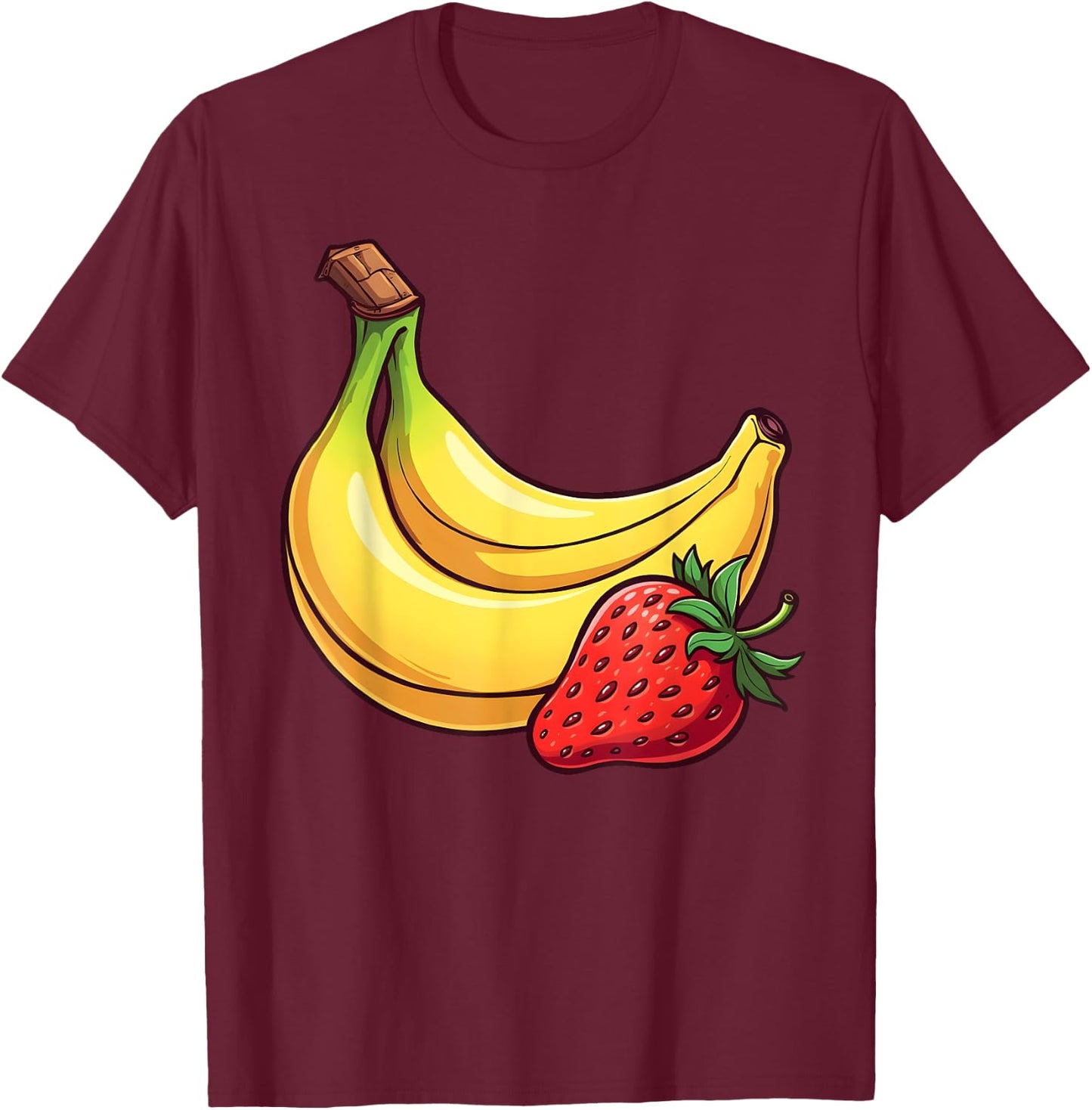 Banana Strawberry Fruit Kawaii Fruits Comic Cartoon Kids T-Shirt - T-Shirt | Maroon