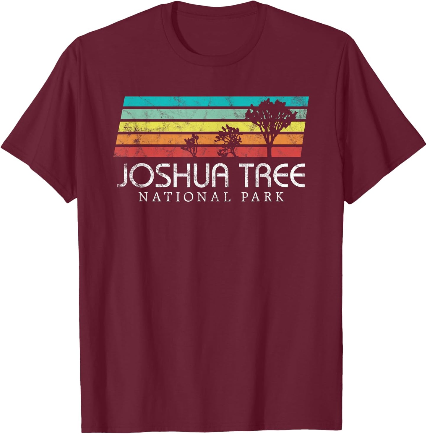 Joshua Tree California Vintage Retro Camping National Park T-Shirt - T-Shirt | Maroon