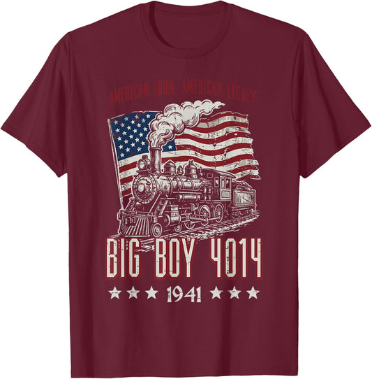 Big Boy 4014 American Steam Train Vintage Men Women Kids T-Shirt - T-Shirt | Maroon