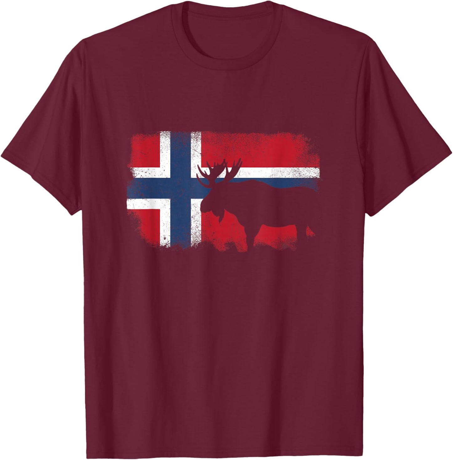 Norwegian Flag Noreg Norge Scandinavia Norway , black T-Shirt - T-Shirt | Maroon