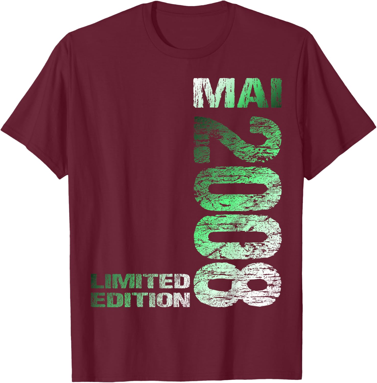 Mai 2008 Junge Mädchen 18. Geburtstag Limited Edition 18 T-Shirt - T-Shirt | Maroon